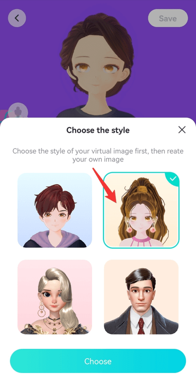Choose predesigned avatar styles